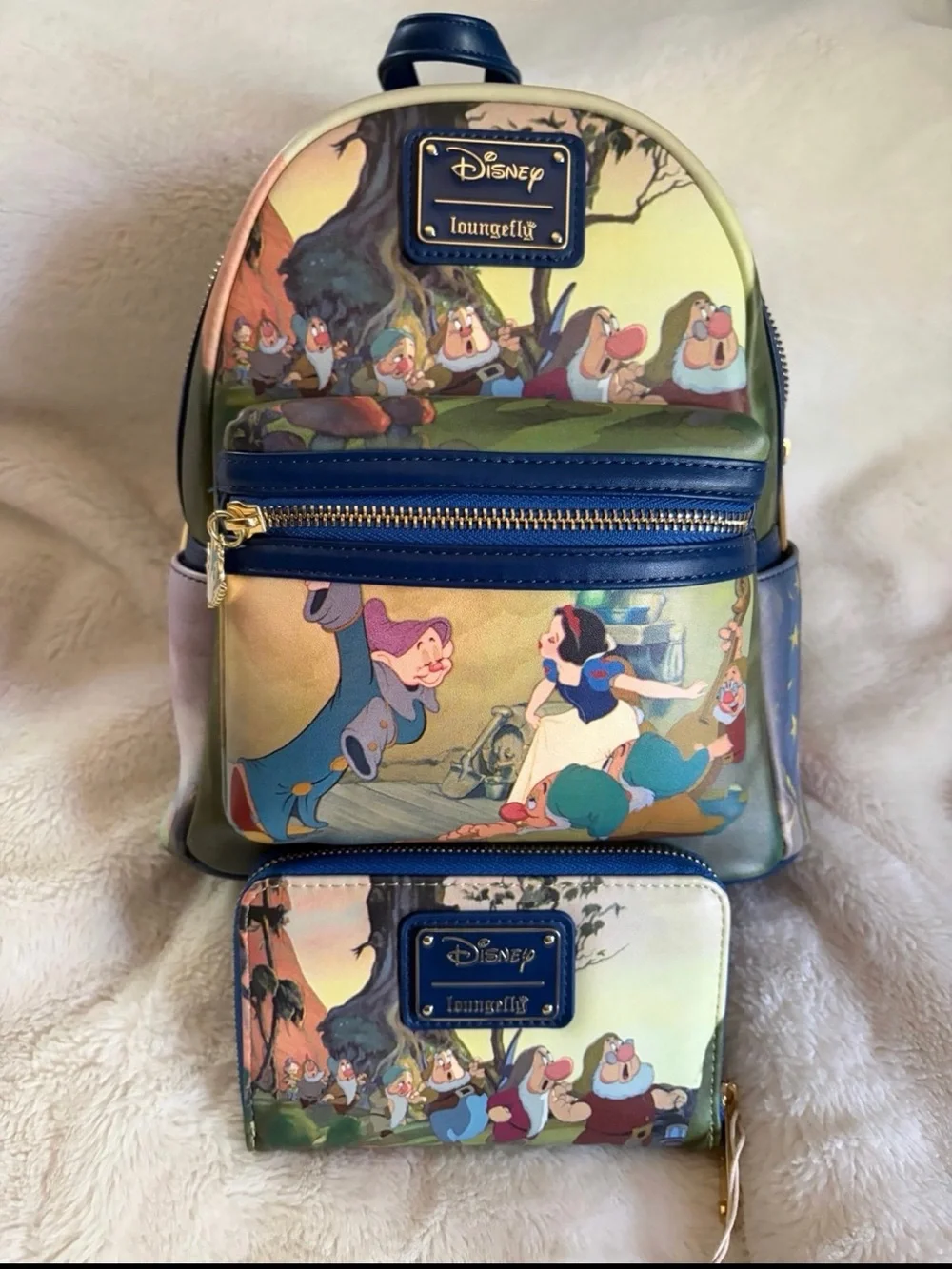 Disney Loungefly Snow White & the Seven Dwarfs Mini Backpack w/ Matching Wallet